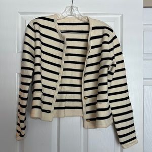 Amazon Cream Black Striped Gold Button Cardigan S